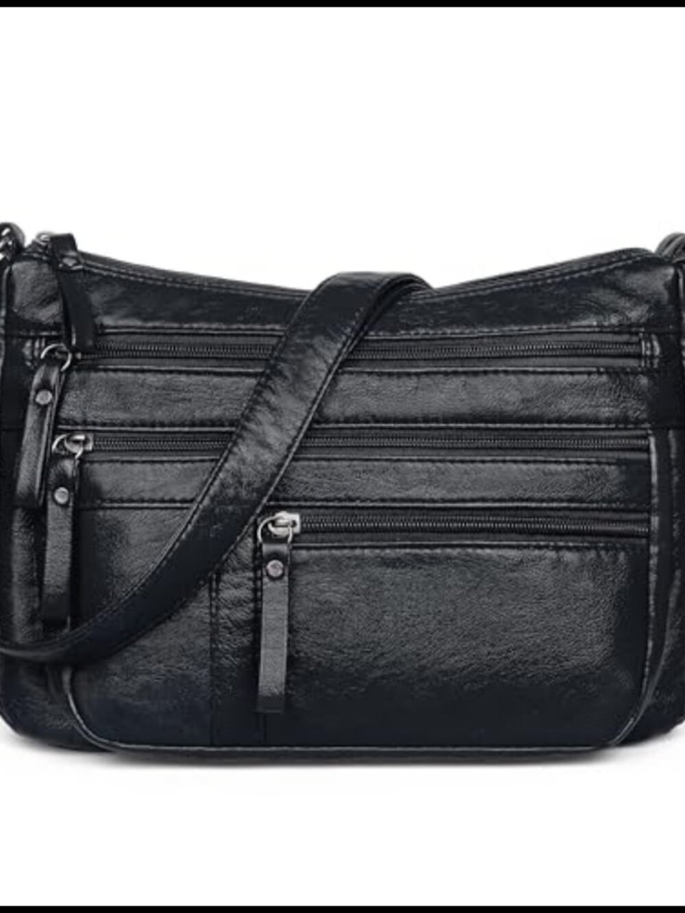Vegan Leather Crossbody Shoulder Bag Multi-Pocket Women's Purse